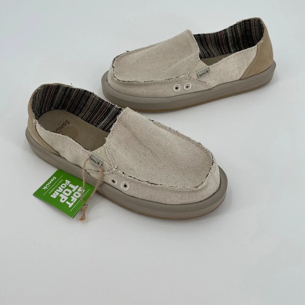 Sanuk Donna ST Natural Womens 8 Hemp Canvas Blanket Slip On‎ Loafer Shoes New